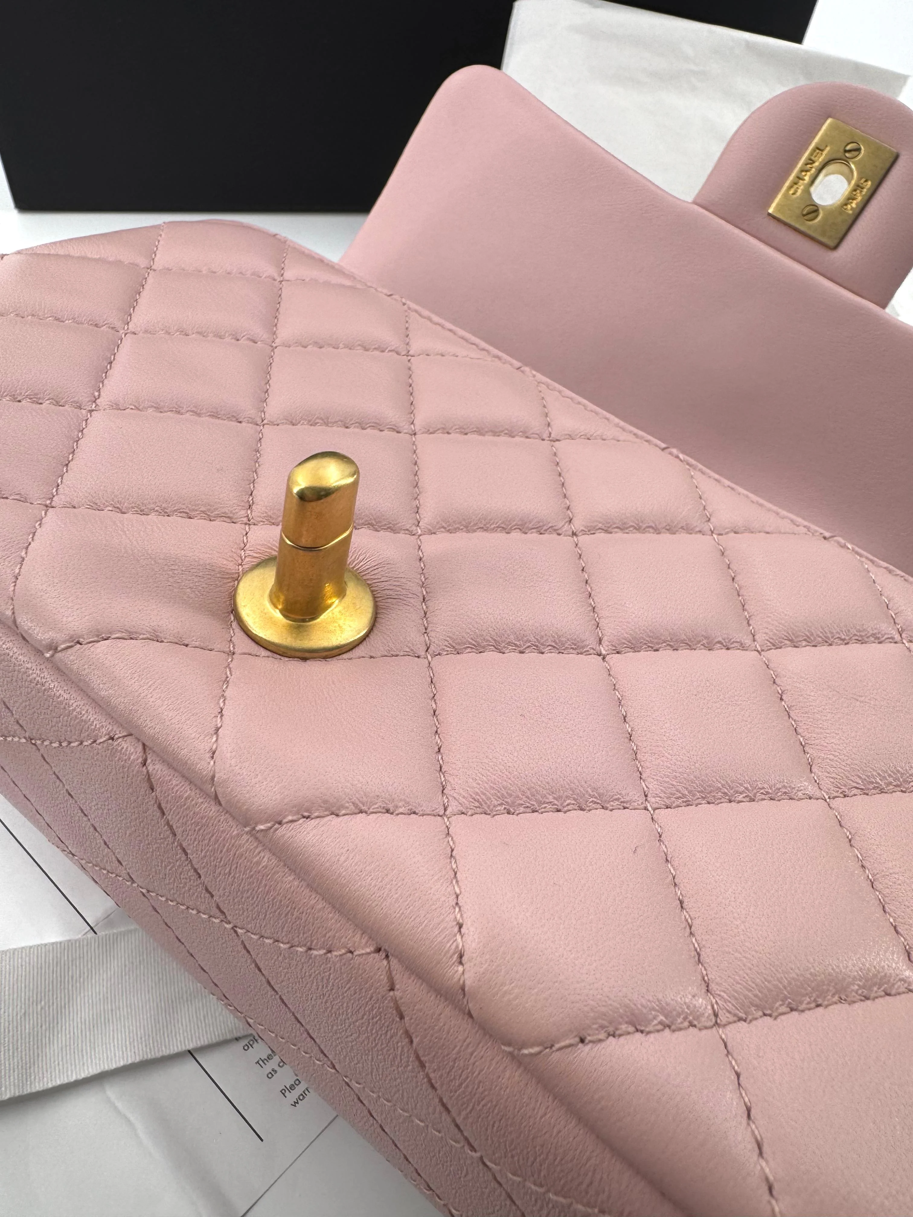 Chanel pink mini flap bag with gold hardware - Image 15