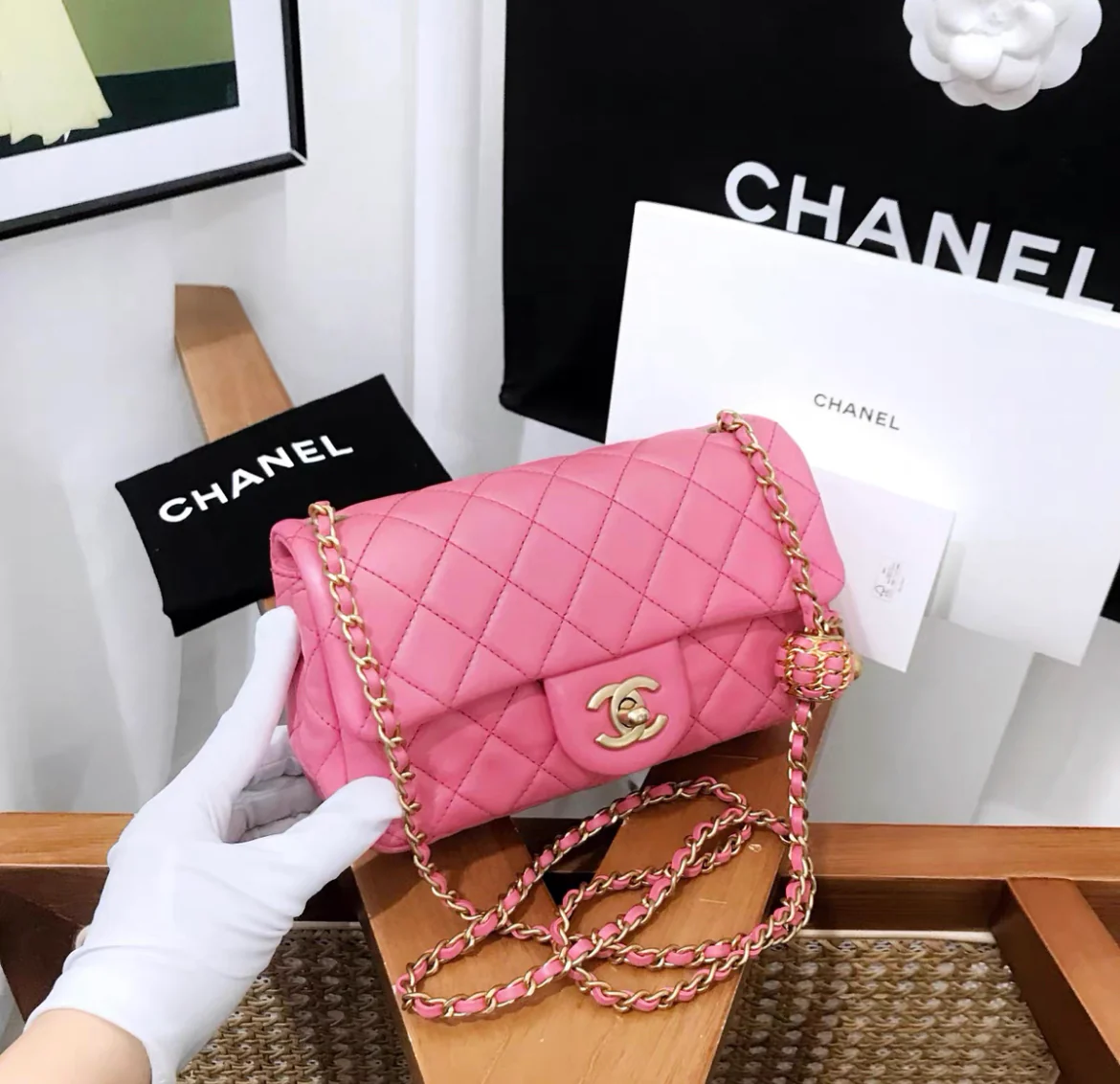 Chanel Pink Mini Rectangular Flap Bag - Image 2