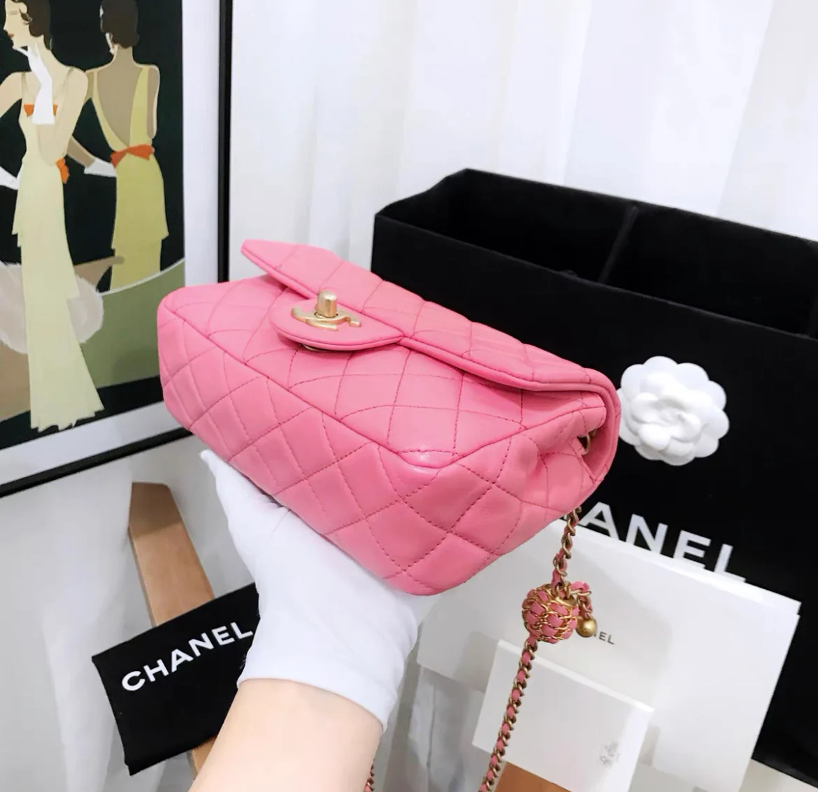 Chanel Pink Mini Rectangular Flap Bag - Image 4