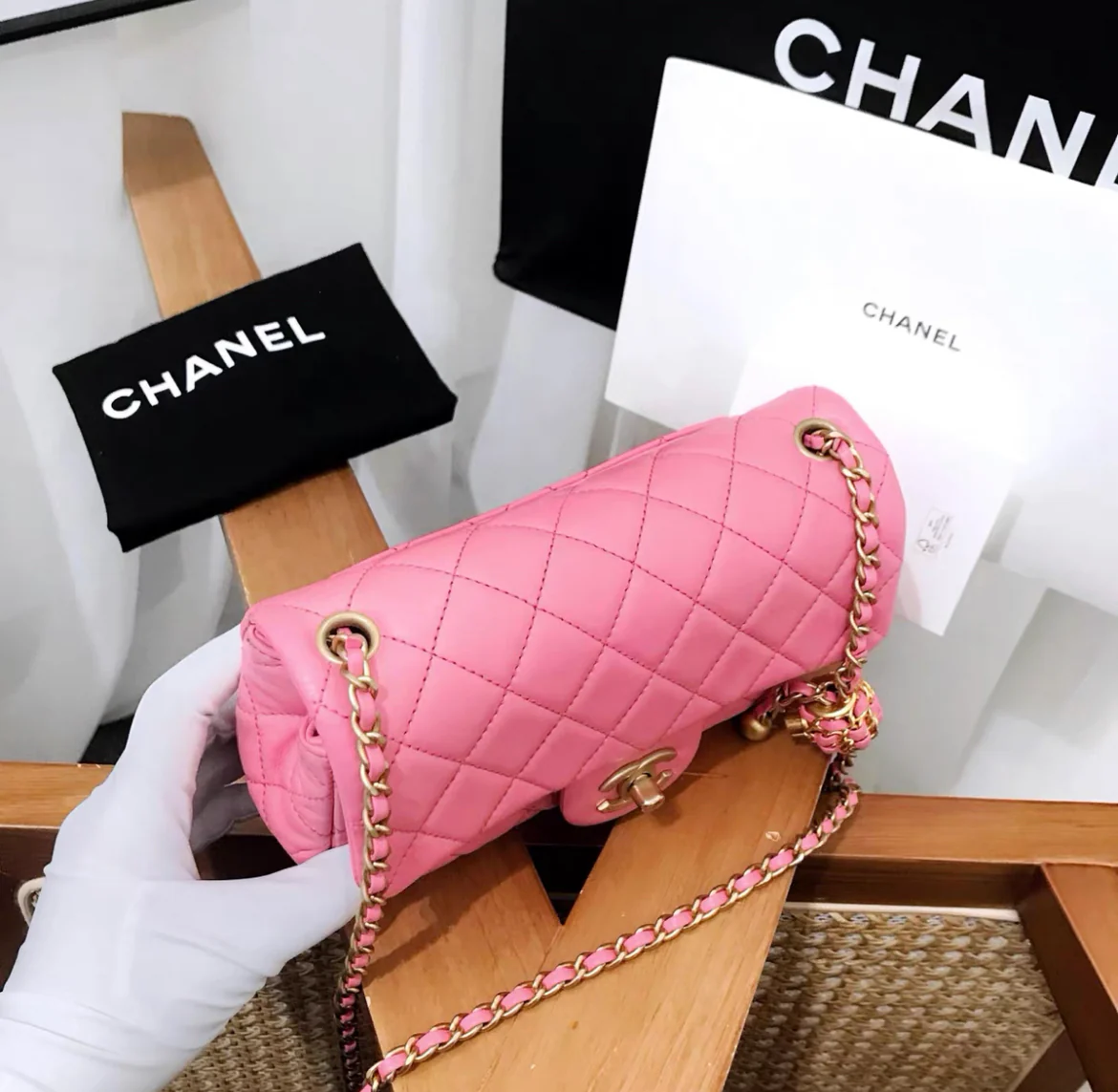 Chanel Pink Mini Rectangular Flap Bag - Image 5