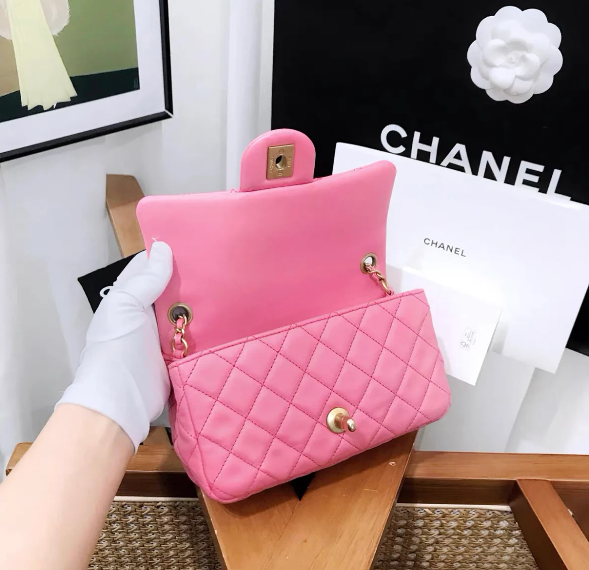 Chanel Pink Mini Rectangular Flap Bag - Image 6