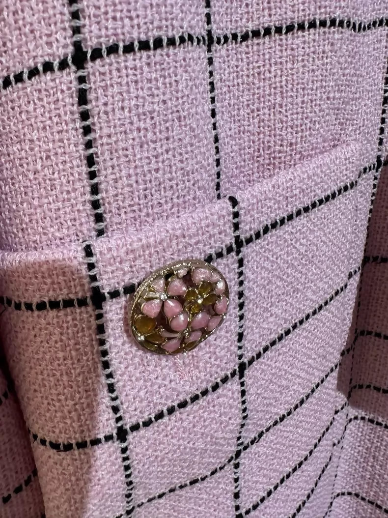 Chanel 24s pink plaid belted coat - Image 2