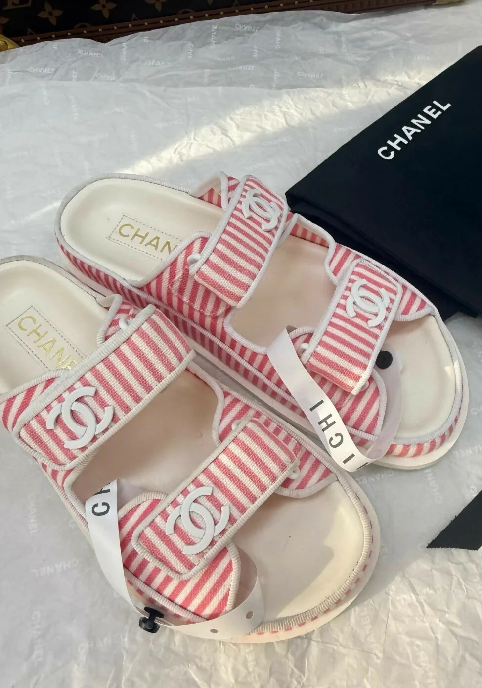 Chanel pink striped sandals - Image 3