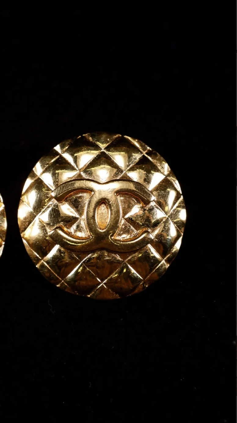 Chanel Gold CC Round Earrings - Image 3