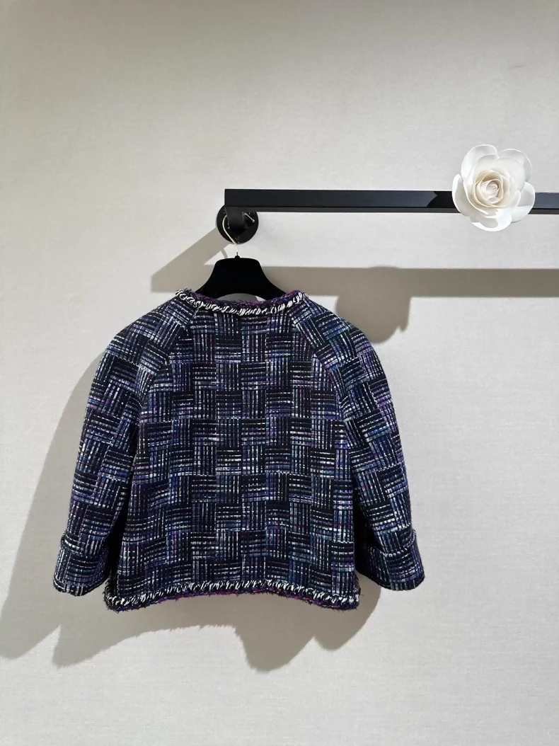 Chanel 23B Purple Tweed Short Jacket - Image 2
