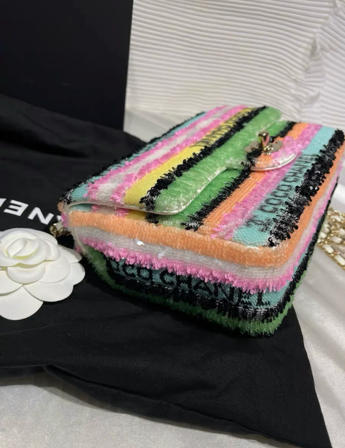 Chanel Rainbow Sequin Mini Rectangular Flap Bag - Image 4