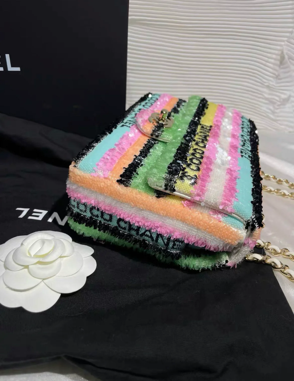 Chanel Rainbow Sequin Mini Rectangular Flap Bag - Image 5