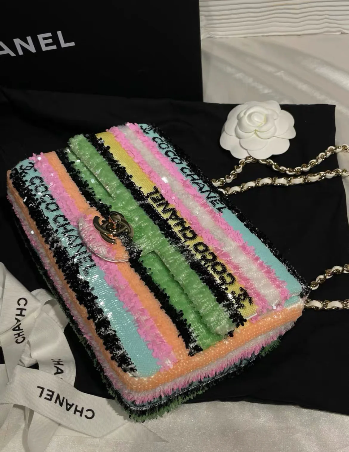Chanel Rainbow Sequin Mini Rectangular Flap Bag - Image 7