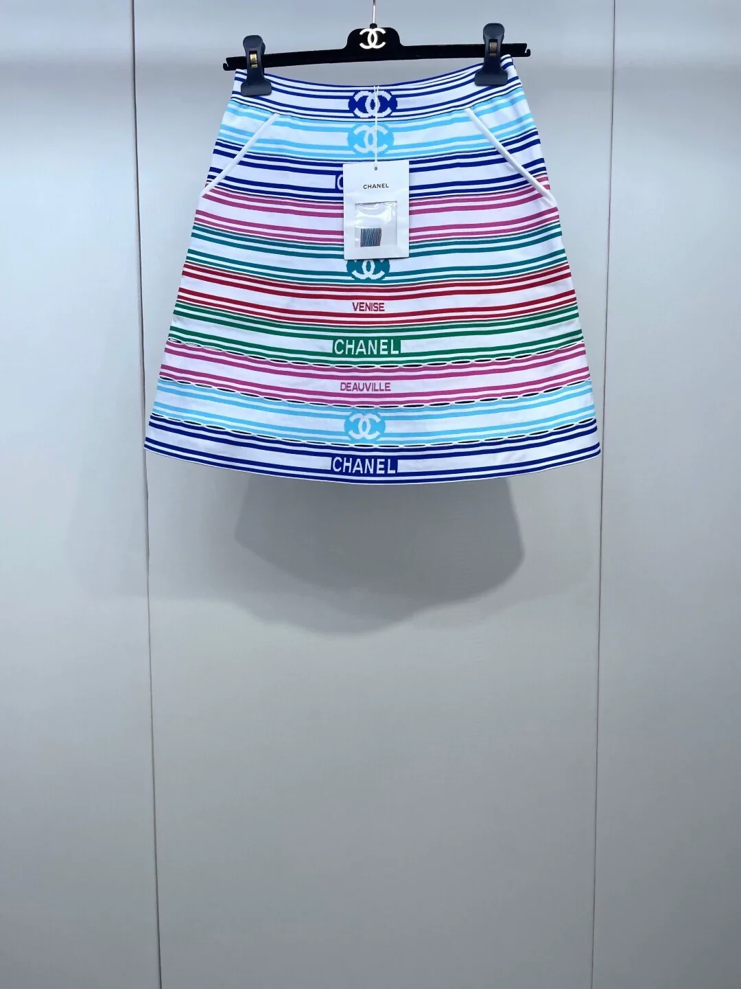 Chanel 19P rainbow striped skir
