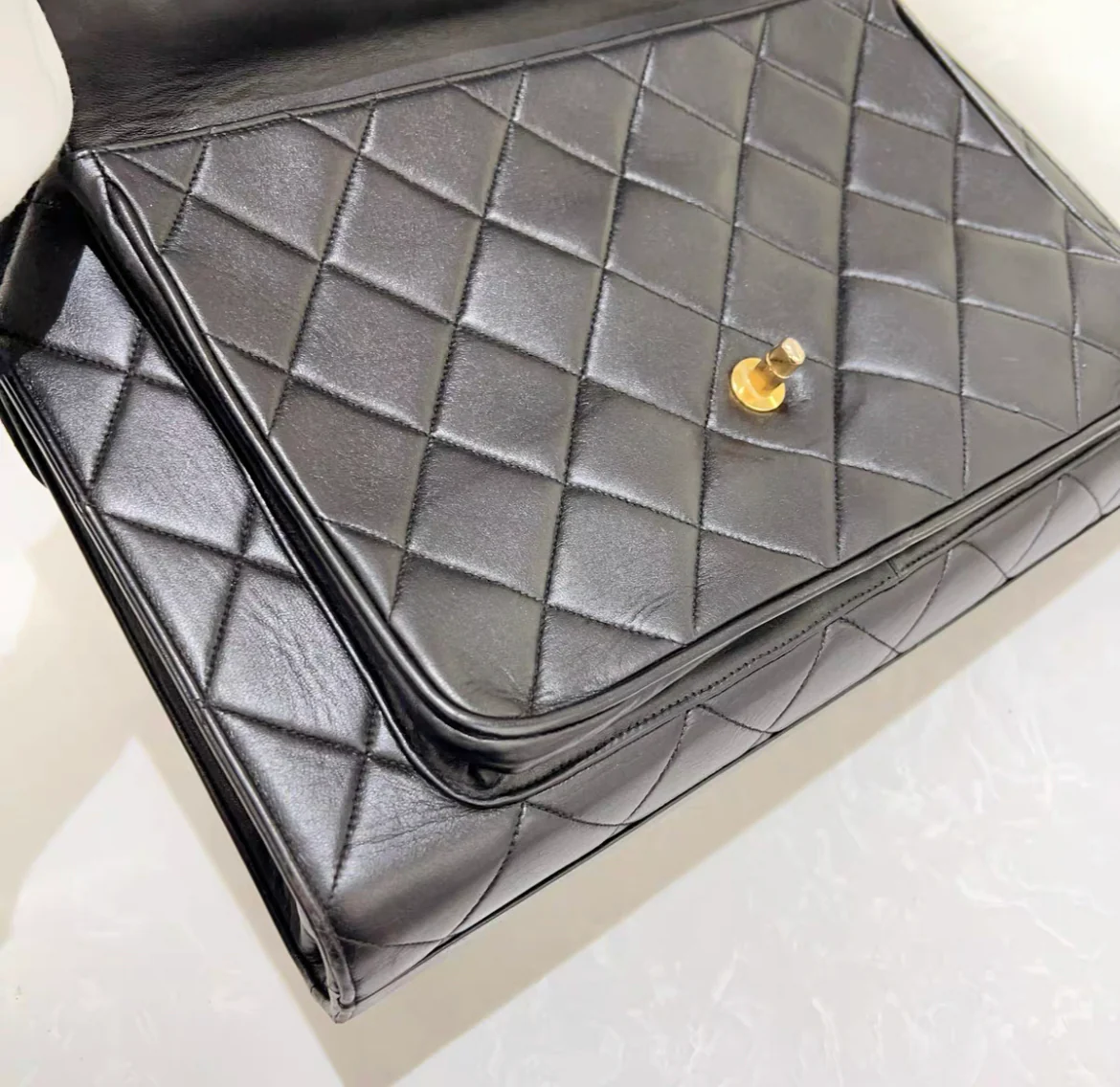 Chanel Rare Vintage Gold Top Handle Business Portfolio Briefcase - Image 9