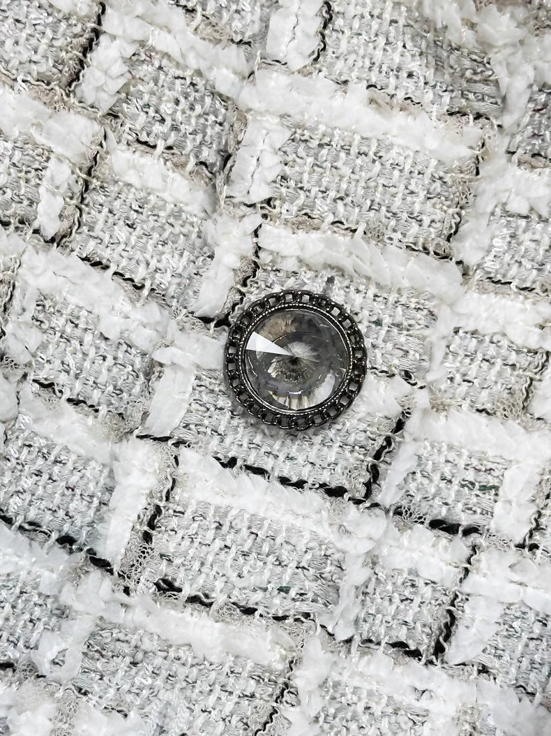 Chanel 22C Short Check Tweed Woven Jacket - Image 3
