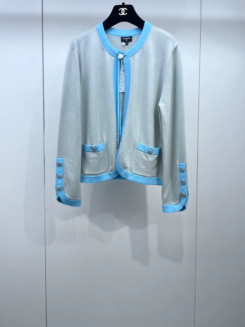 Chanel 25 blue and gray cardigan