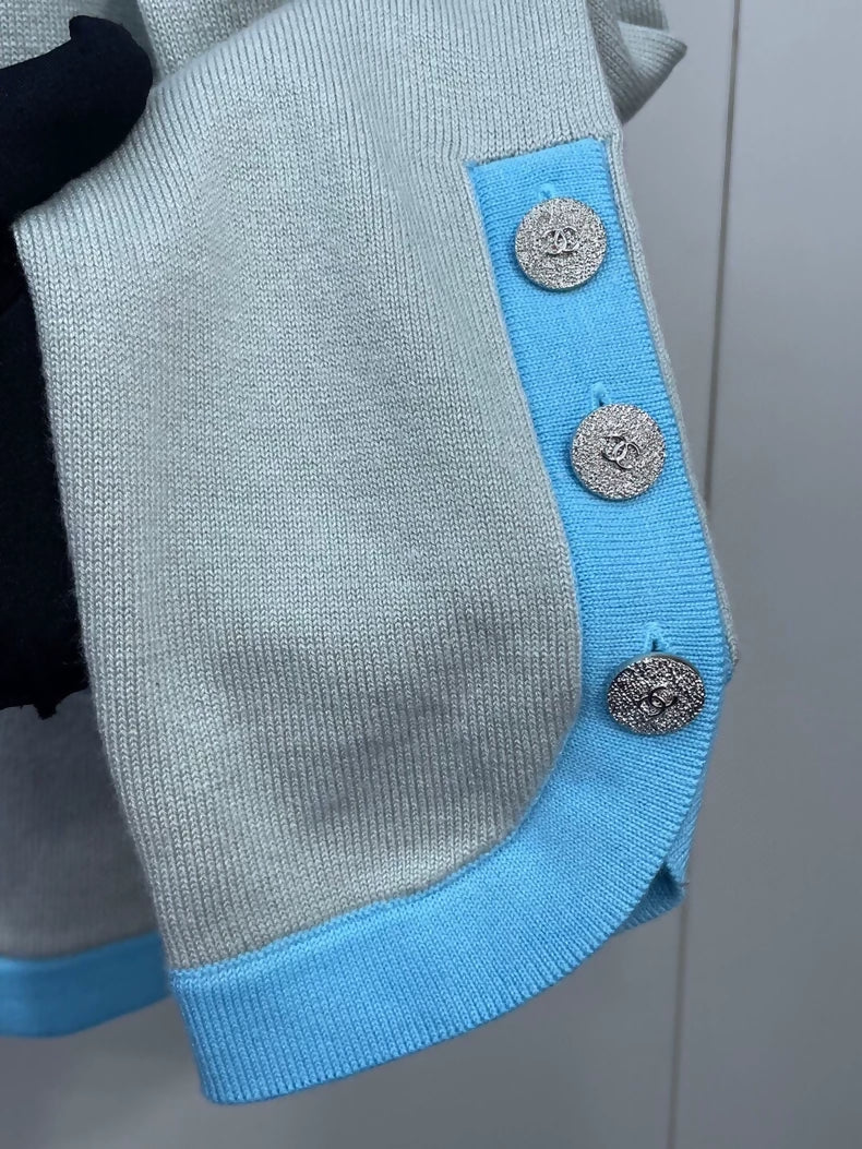 Chanel 25 blue and gray cardigan - Image 3