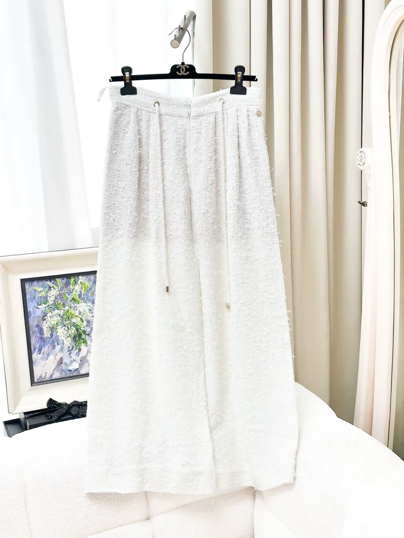 Chanel tweed wide leg pants