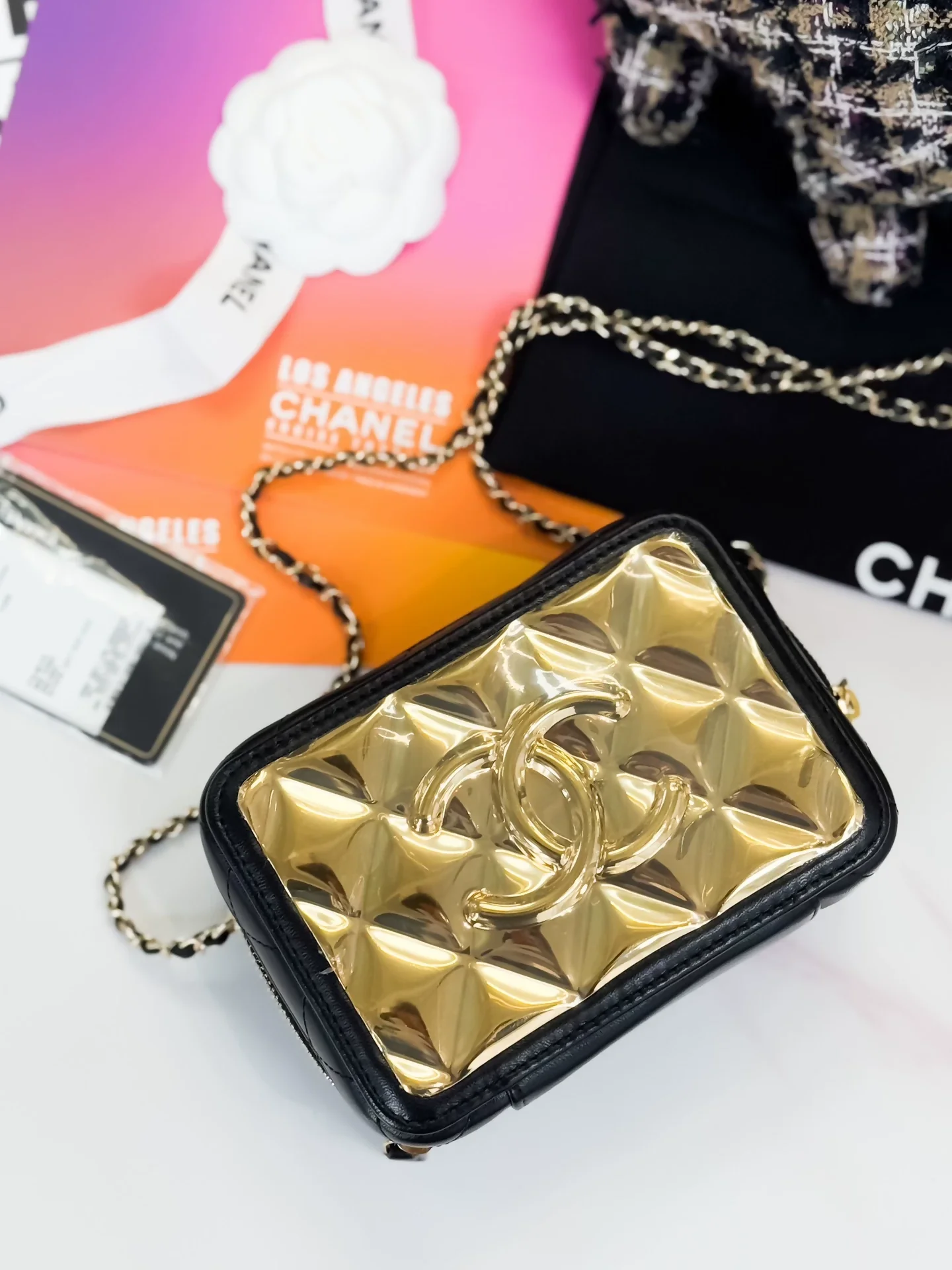 Chanel, small gold mirror camera bag, - Image 3