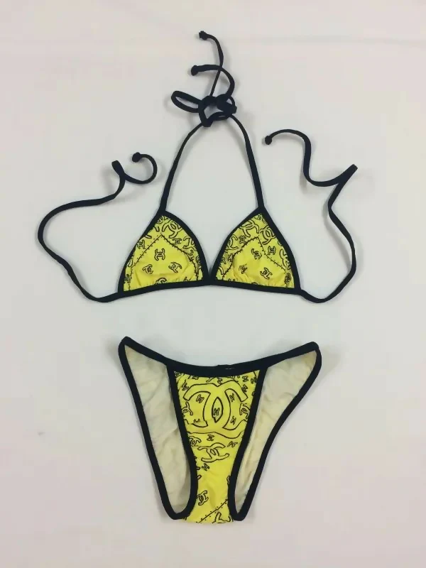Chanel Spring/Summer 1994 Yellow Logo Bikini — Size 38 FR - Image 2