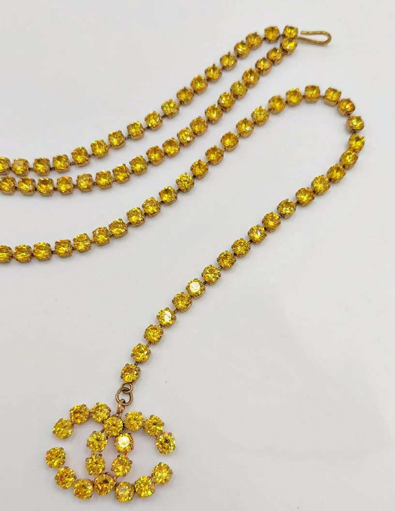 Chanel Spring-Summer 1995 Barbie Collection Yelow Rhinestone Dangle Belt - Image 2