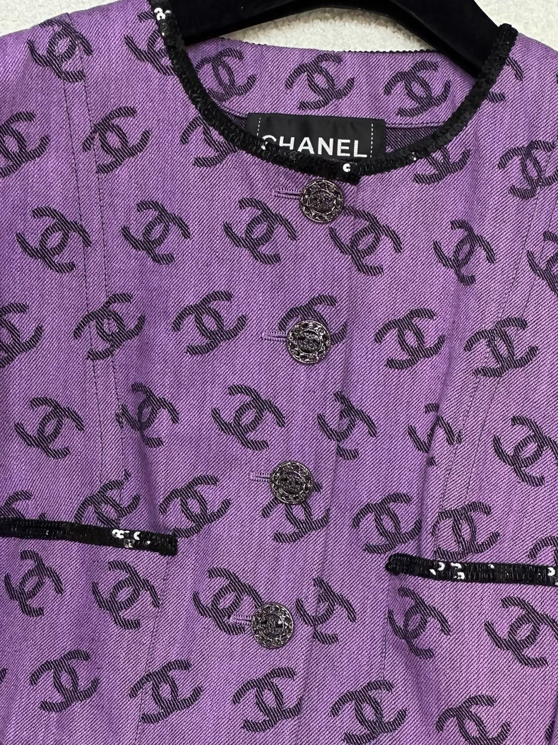 Chanel 22SS purple denim cc logo dress jacket - Image 2