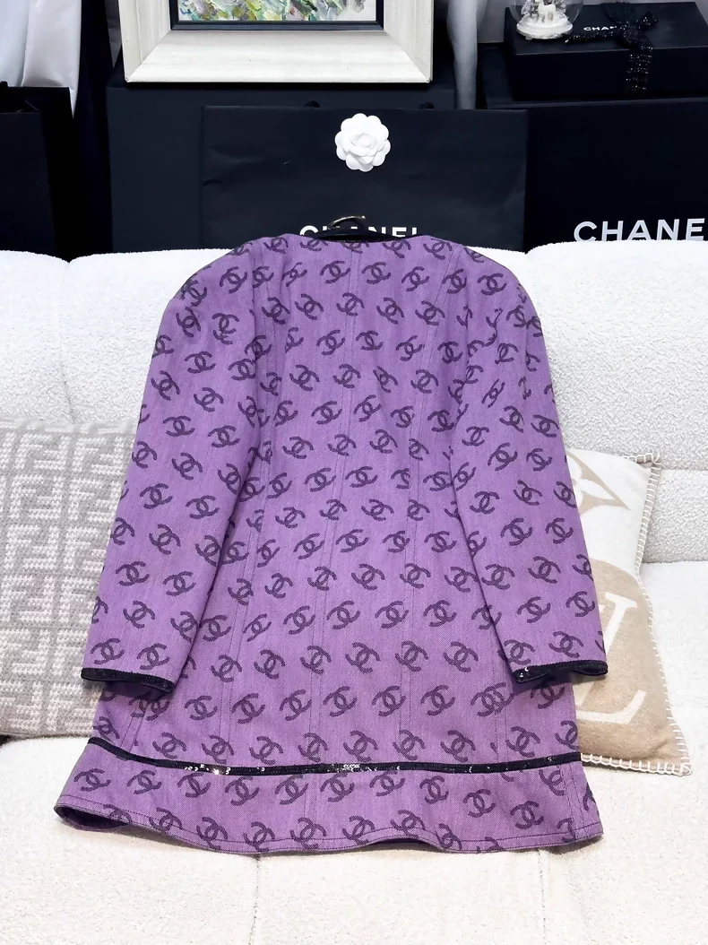 Chanel 22SS purple denim cc logo dress jacket - Image 3