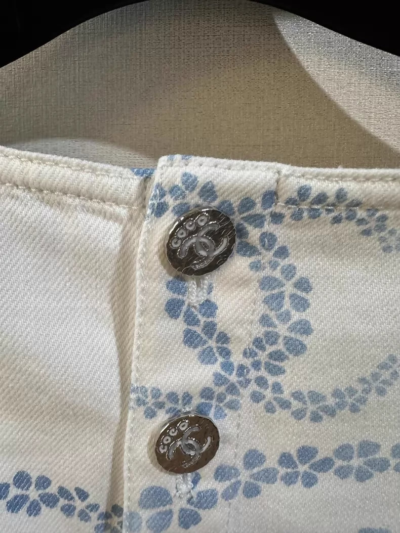 Chanel 25M Printed Denim Top - Image 3
