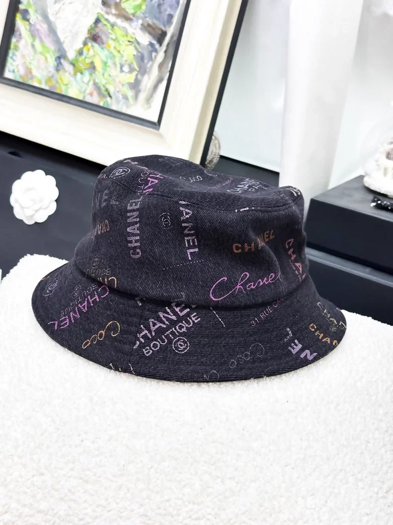Chanel 22p letter print logo black and grey denim hat - Image 2