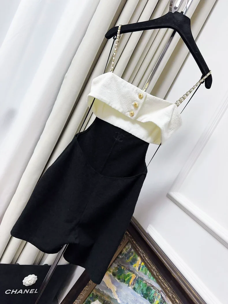 Chanel 22s Black and White Chain Strap Jumpsuit - Image 2