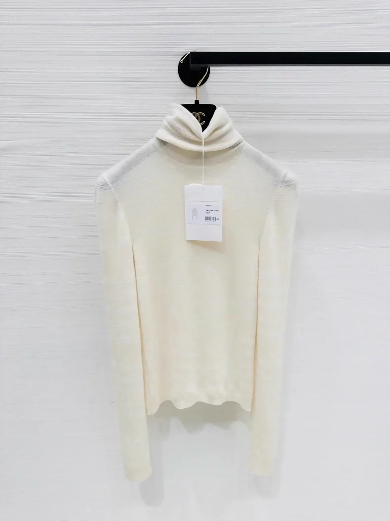 Chanel turtleneck embossed logo top