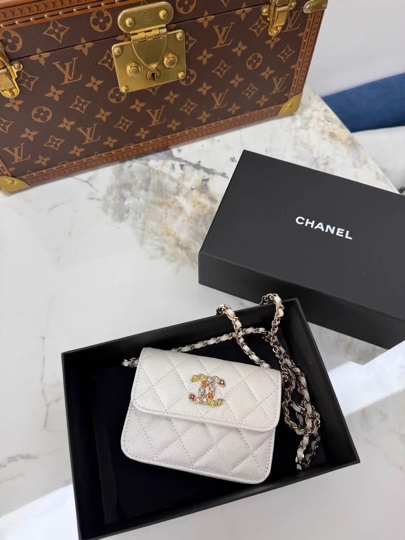 Chanel VIC Gift Set with Multicolored Gemstones and Double C Chain Bag, - Image 2