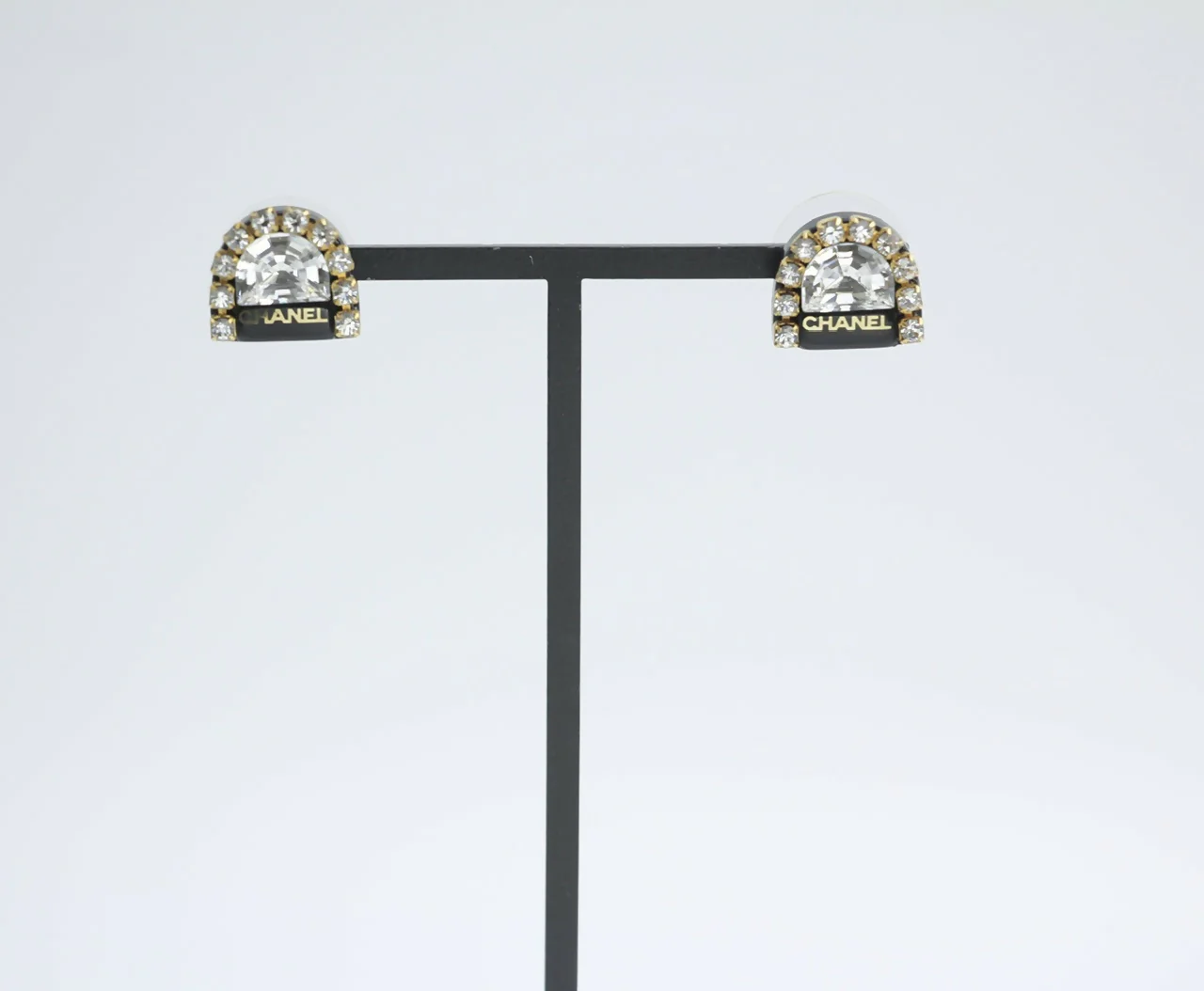 Chanel Vintage 00A Rhinestone Ring Shape Stud Earrings - Image 2