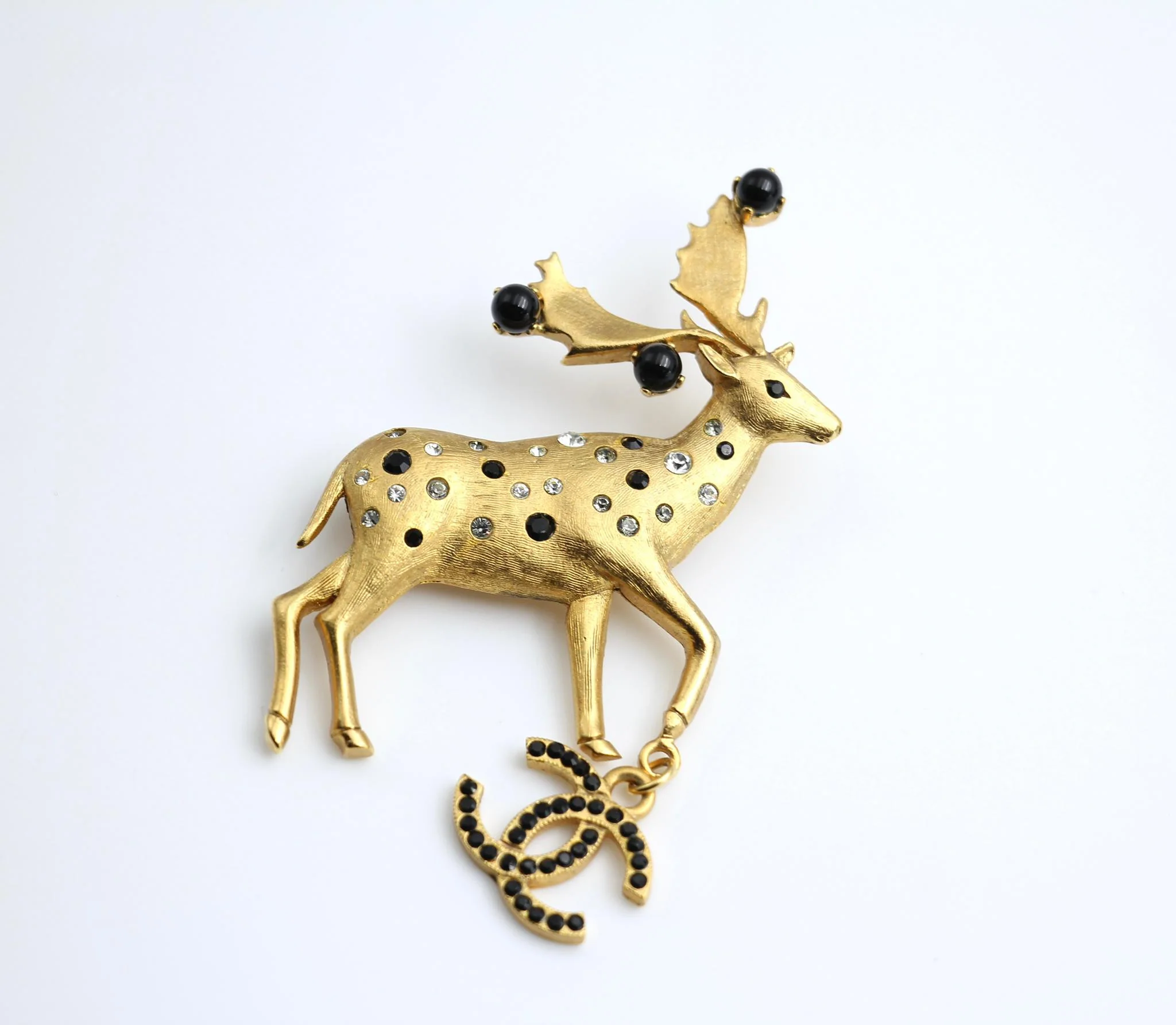 Chanel Vintage 01A Rhinestone Deer Cc Brooch - Image 10