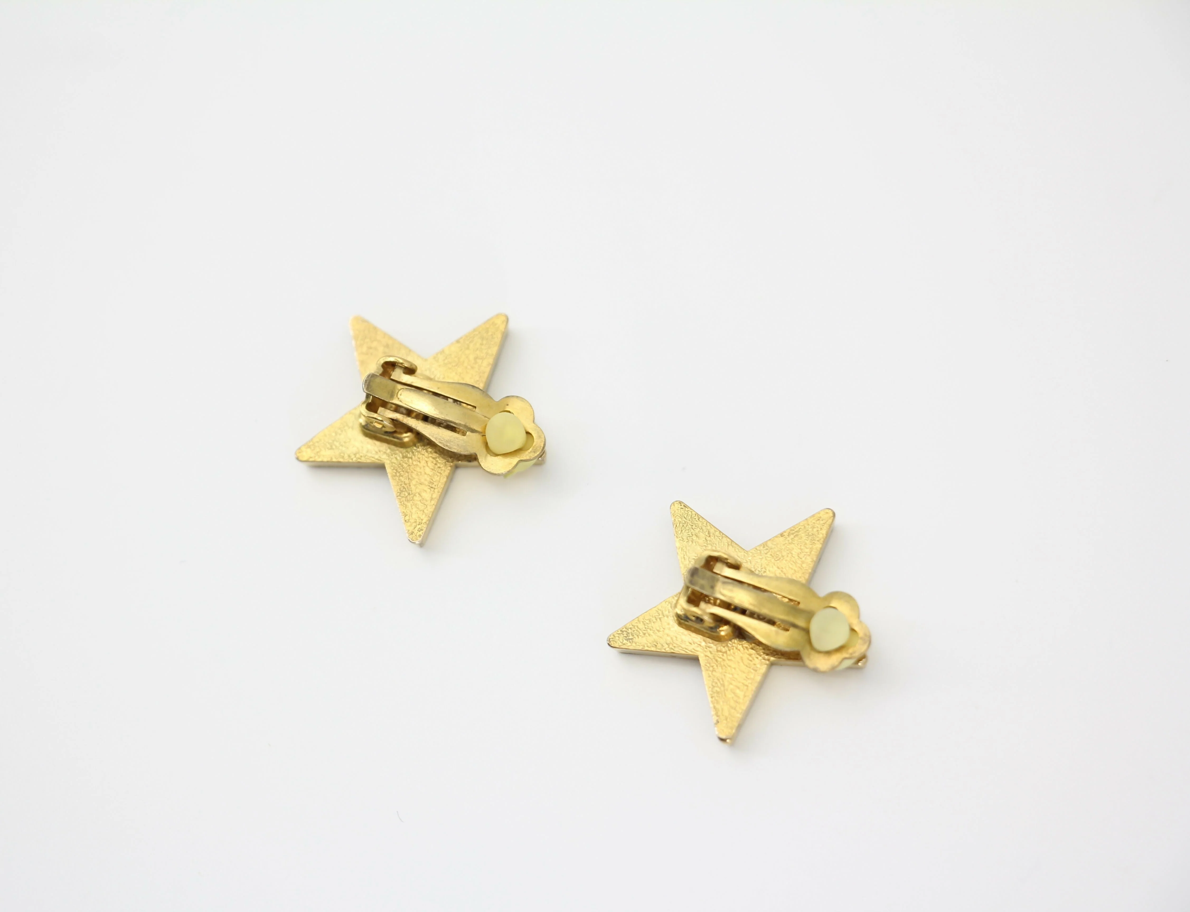 Chanel Vintage 01P Metal Black Star Shape CC Clip-on Earrings - Image 3