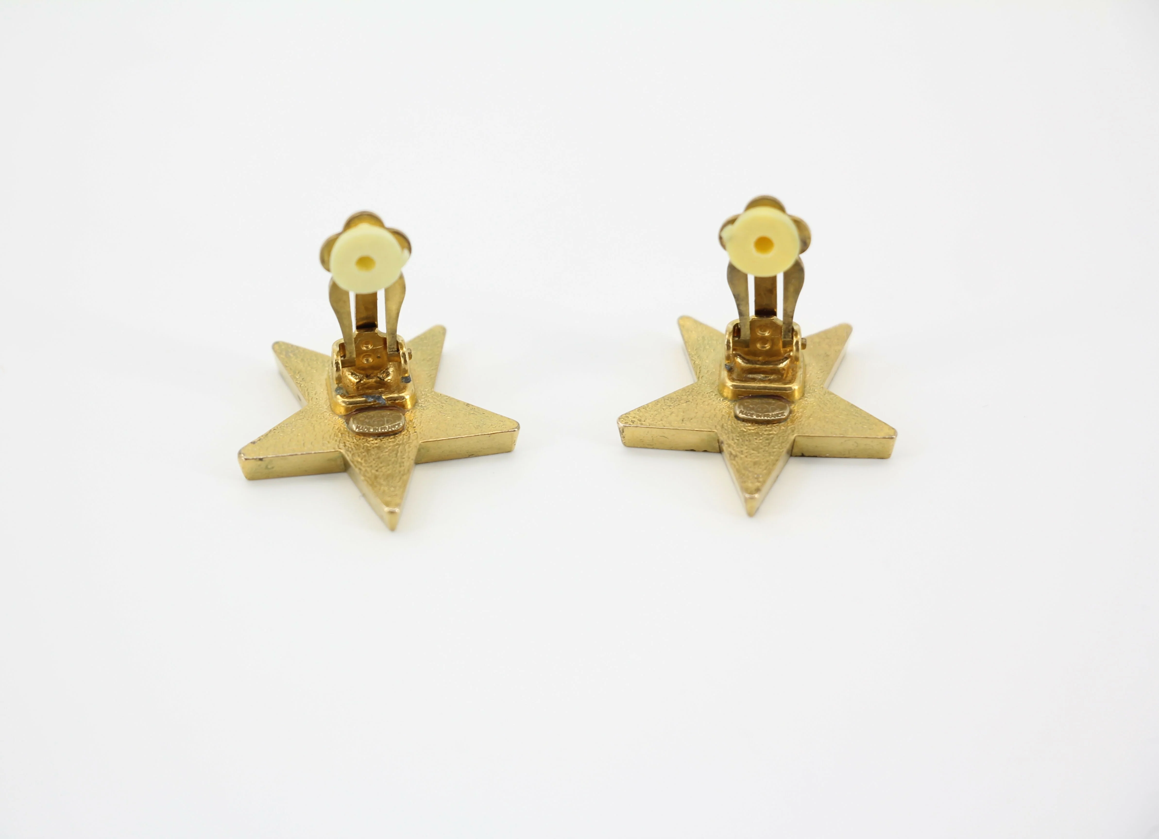 Chanel Vintage 01P Metal Black Star Shape CC Clip-on Earrings - Image 4