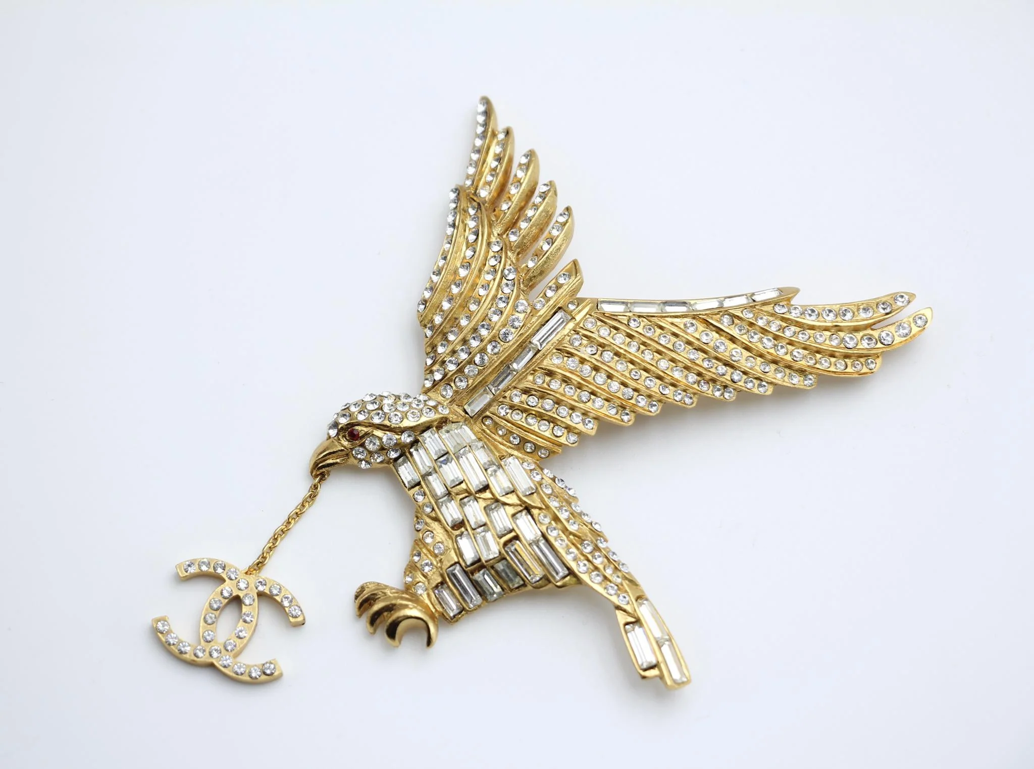 Chanel Vintage 01P Rhinestone Eagle Large Brooch