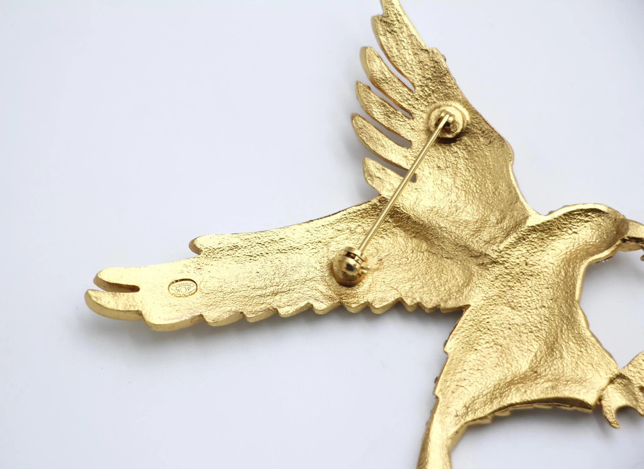 Chanel Vintage 01P Rhinestone Eagle Large Brooch - Image 5