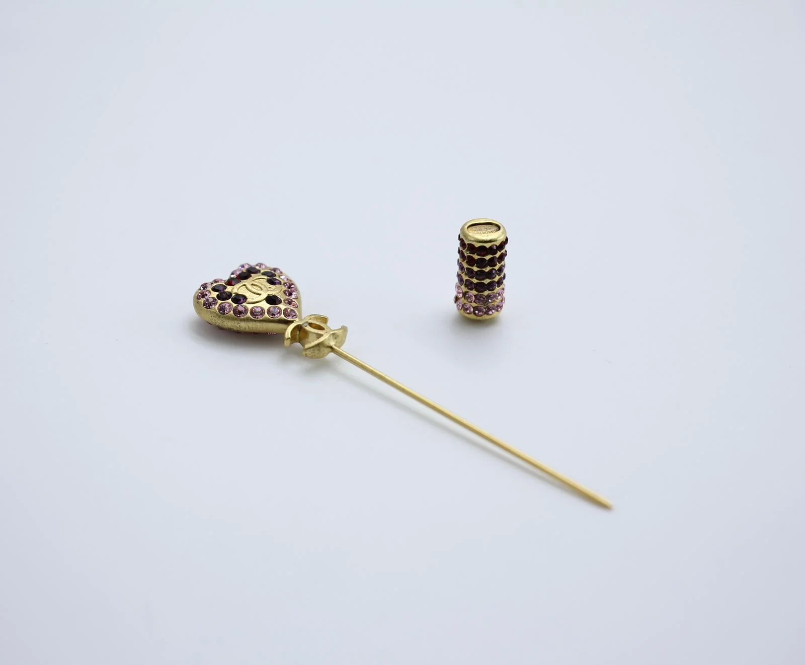 Chanel Vintage 02P Rhinestone Love Stick Brooch - Image 4