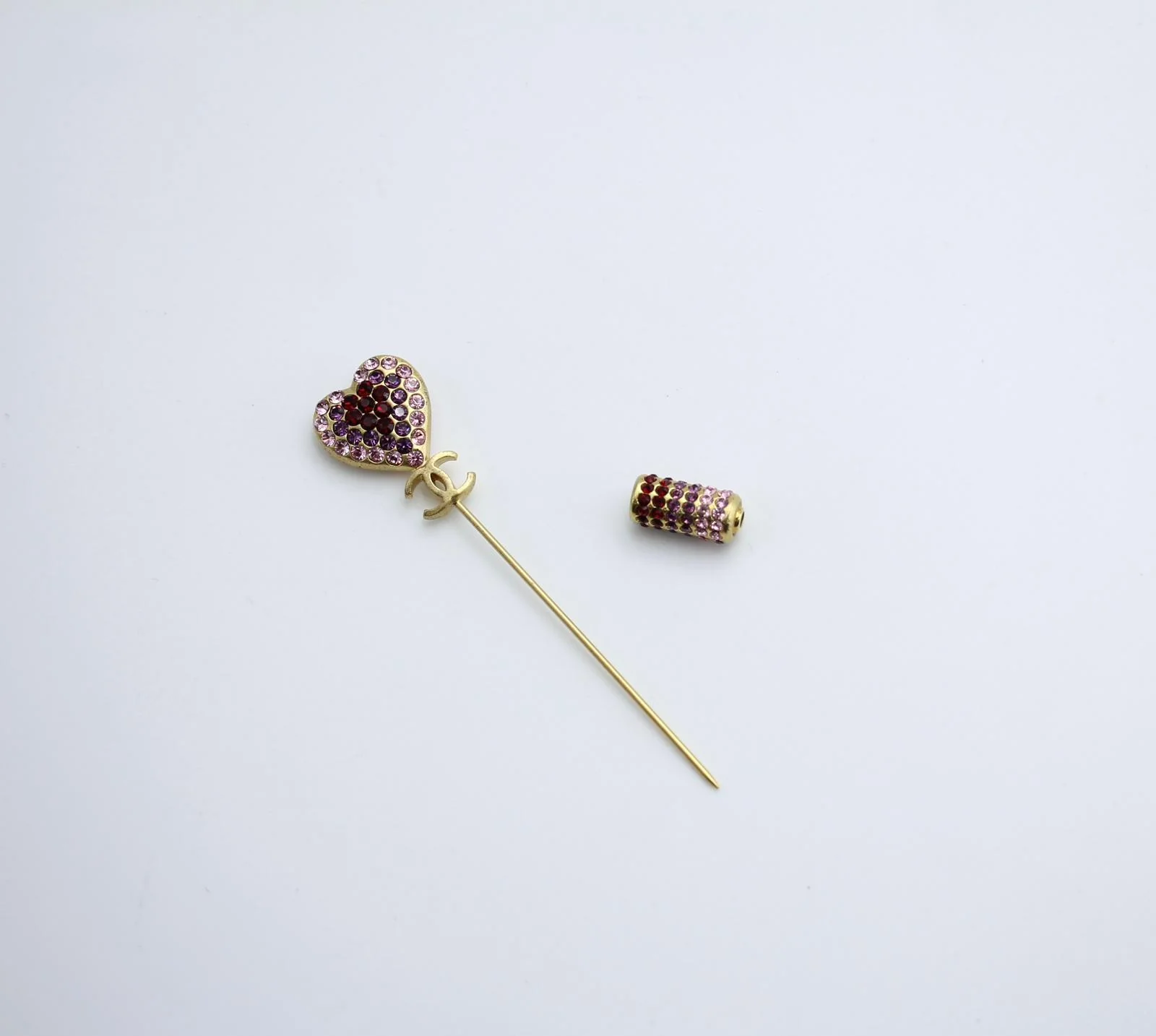 Chanel Vintage 02P Rhinestone Love Stick Brooch - Image 7