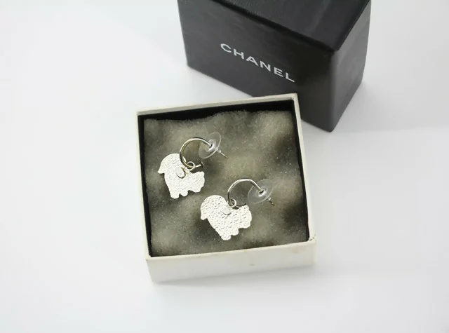 Chanel Vintage 03P & 05A Enamel White Squirrel Earrings - Image 6