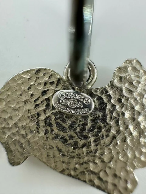 Chanel Vintage 03P & 05A Enamel White Squirrel Earrings - Image 8