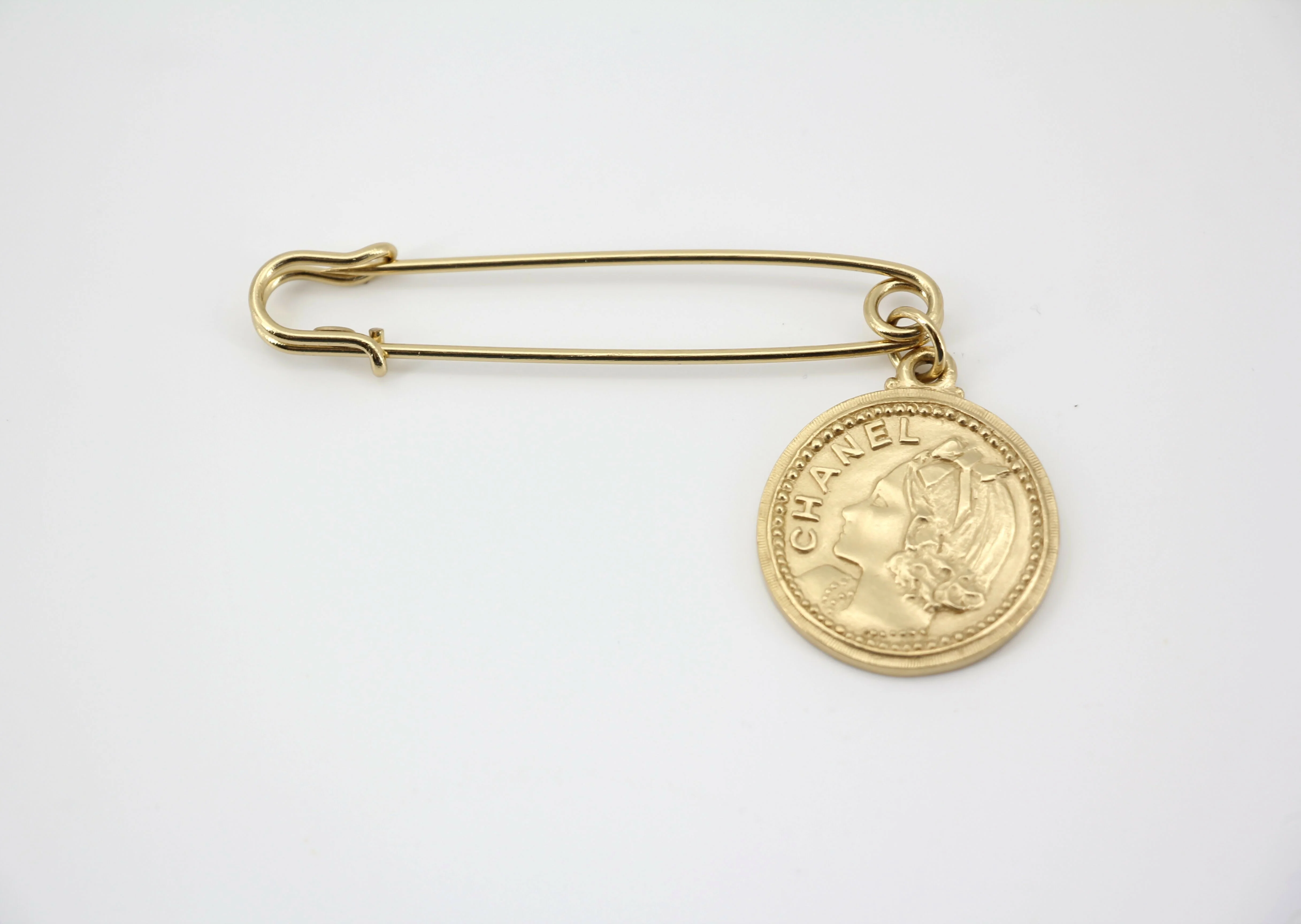Chanel Vintage 03P Metal Ms Coco Coin Motif Brooch