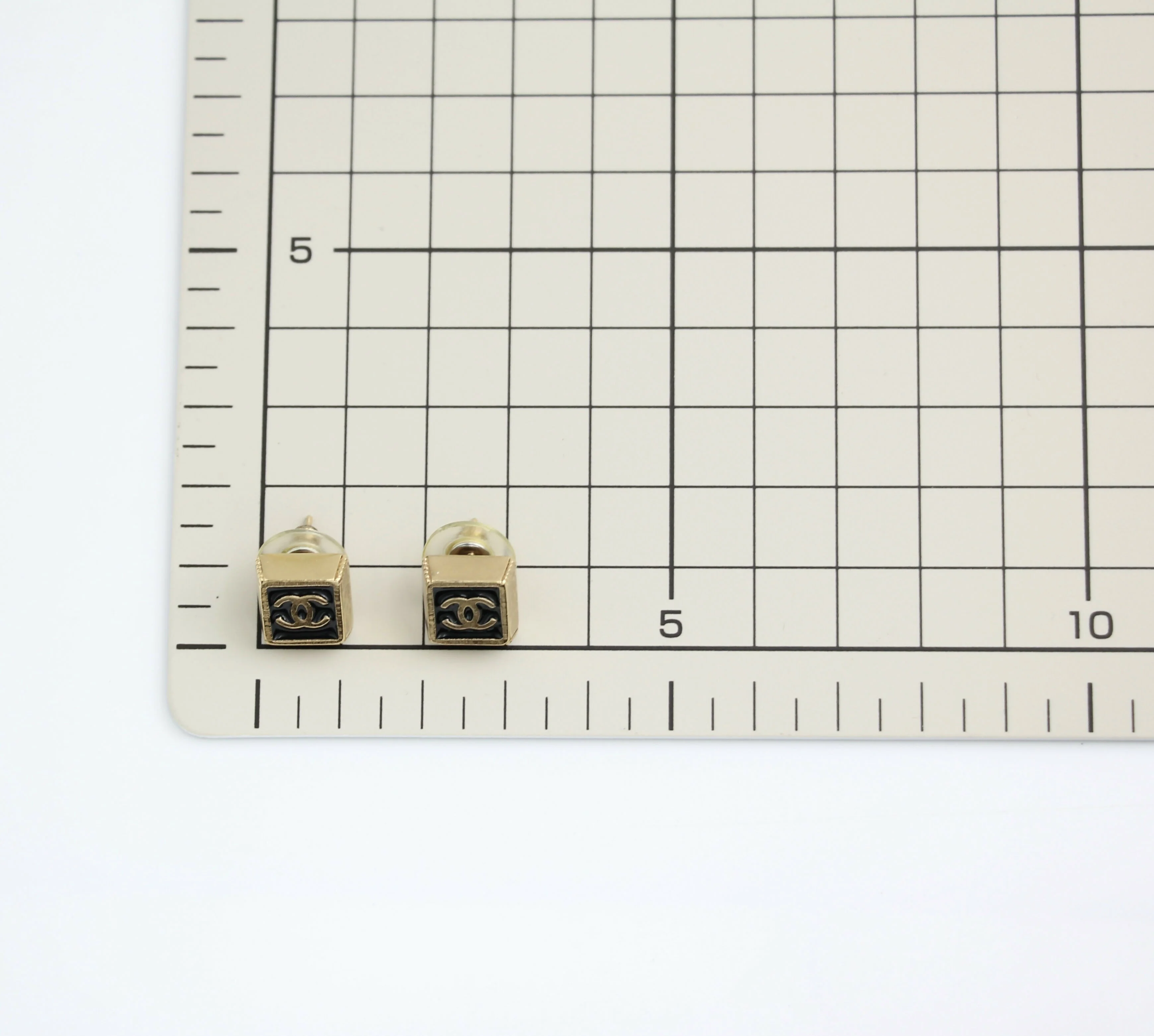 Chanel Vintage 03P Metal Square Black Stud Earrings - Image 10