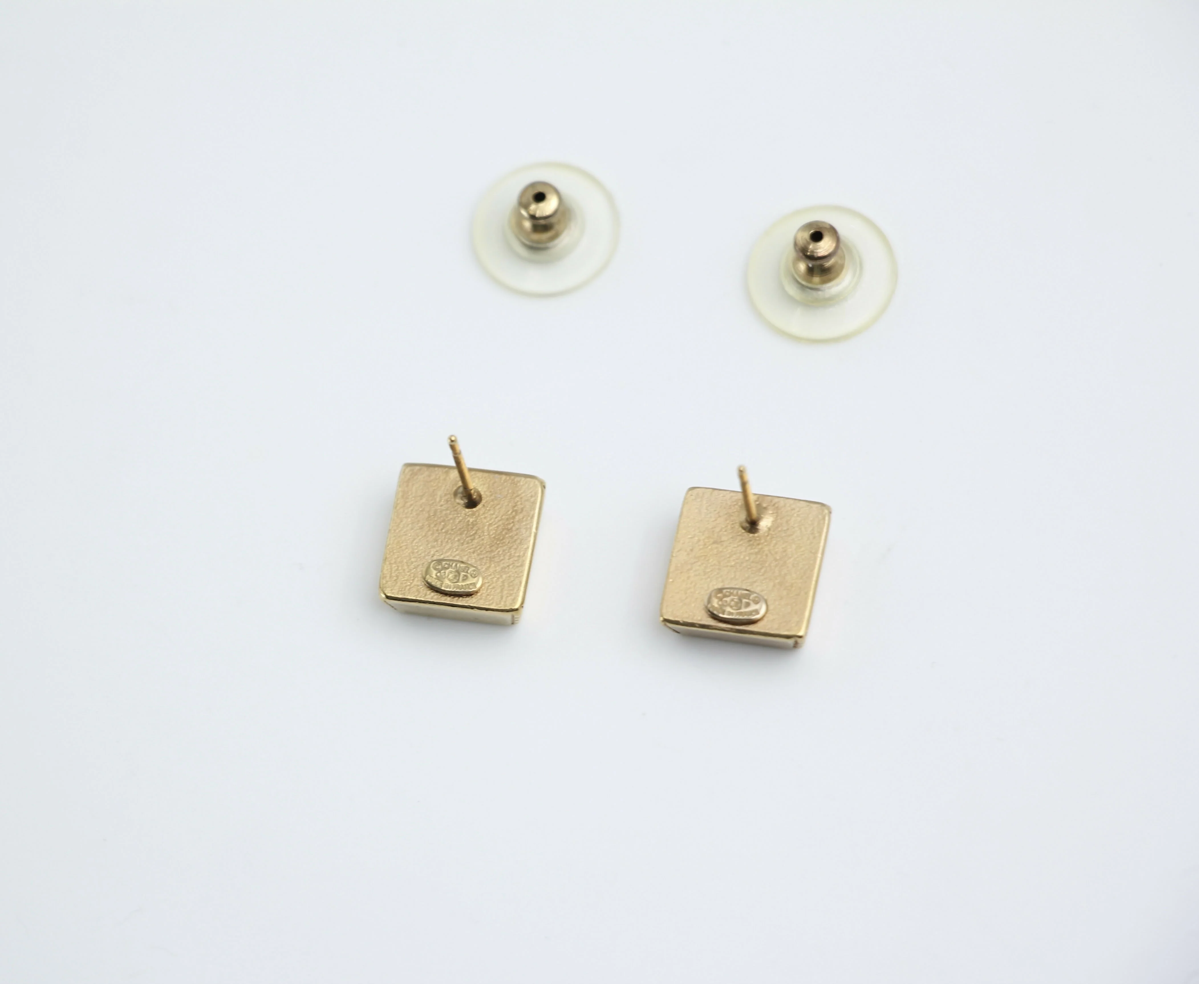 Chanel Vintage 03P Metal Square Black Stud Earrings - Image 6