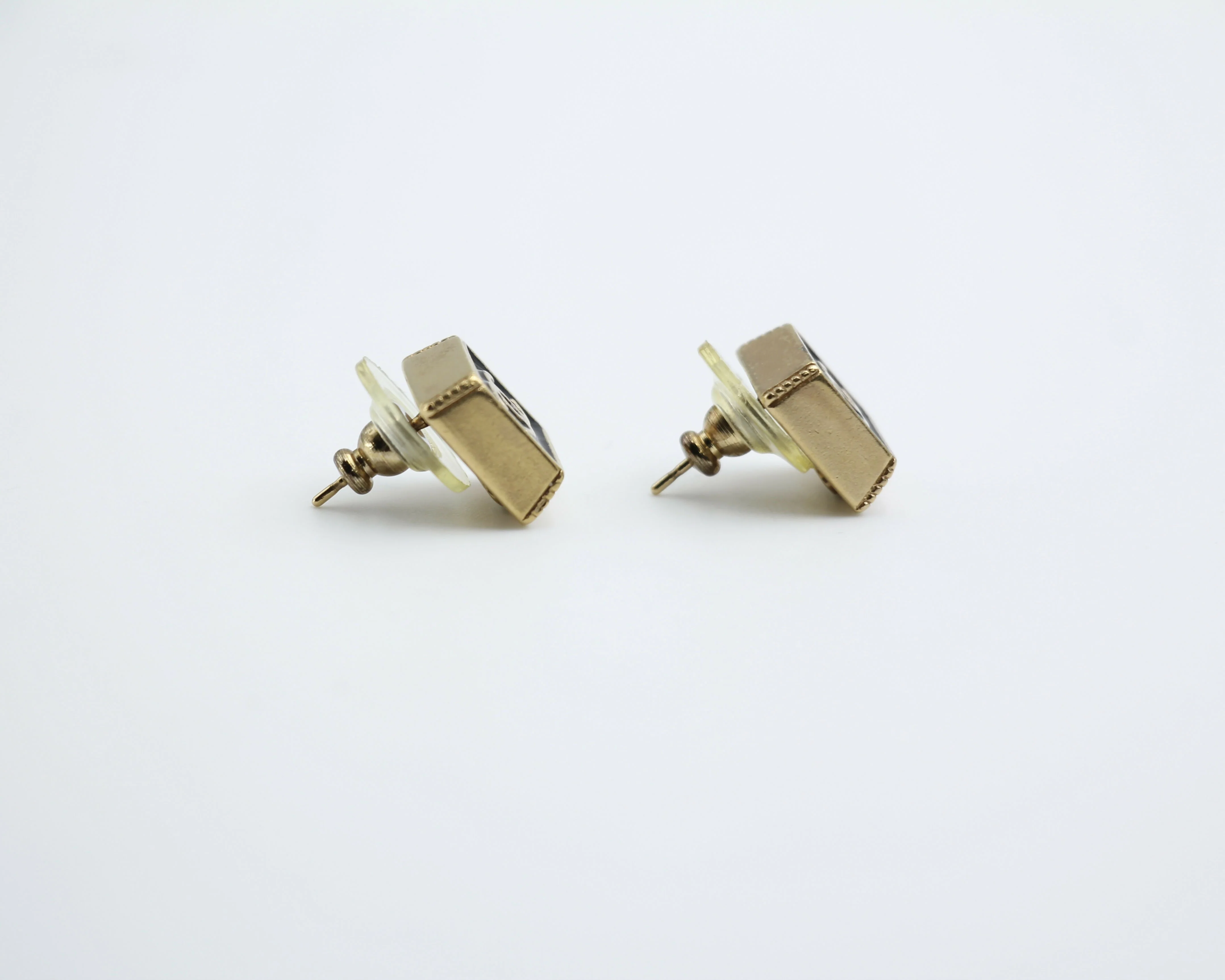 Chanel Vintage 03P Metal Square Black Stud Earrings - Image 8