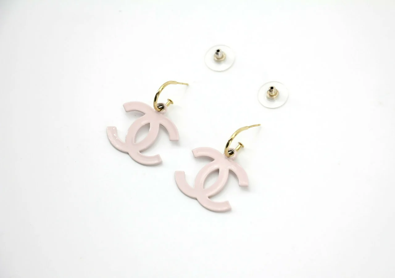 Chanel Vintage 03S Resin Pink CC Dangle Stud Earrings - Image 6