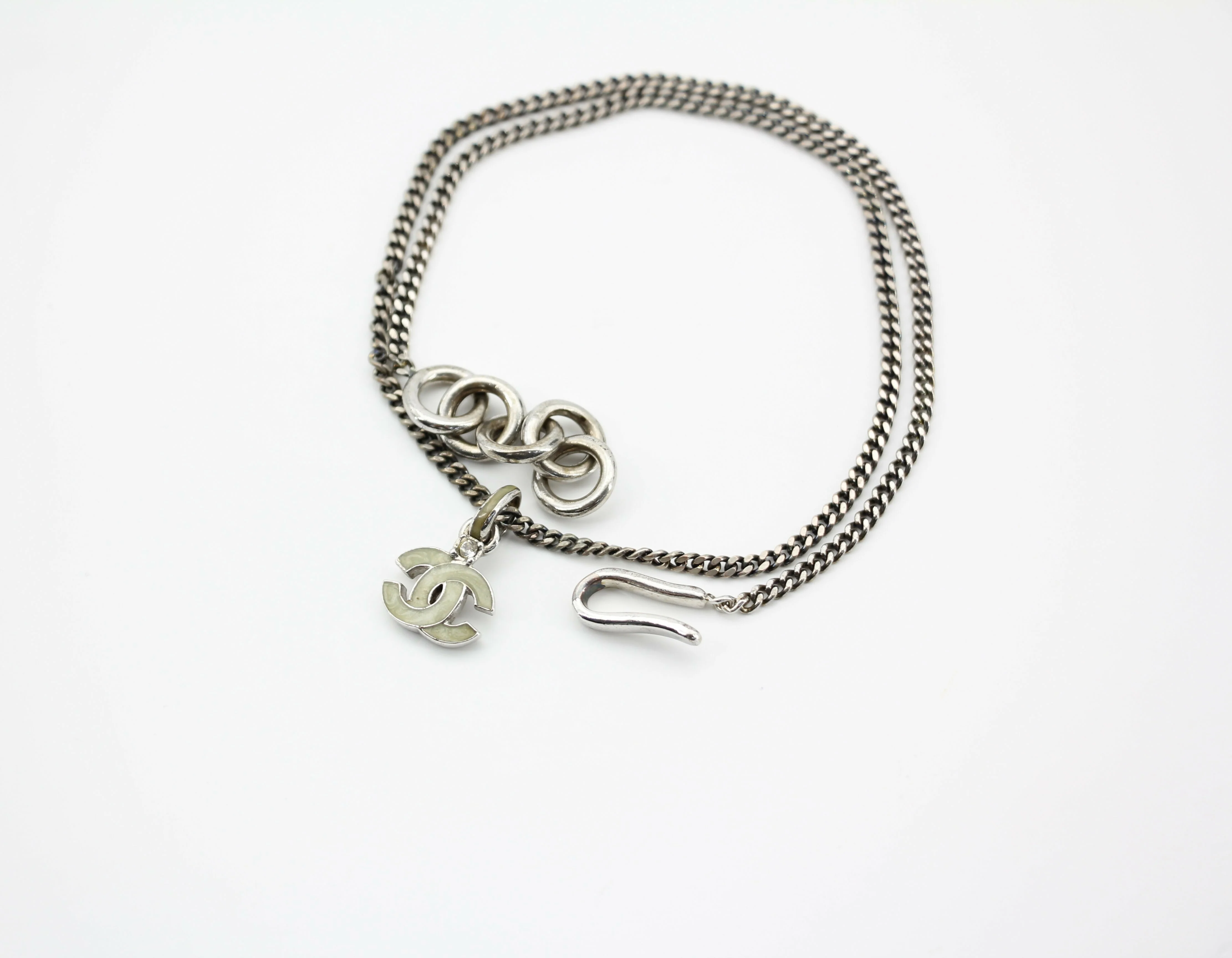Chanel Vintage 04P Enamel Dark Green Silver Necklace - Image 5