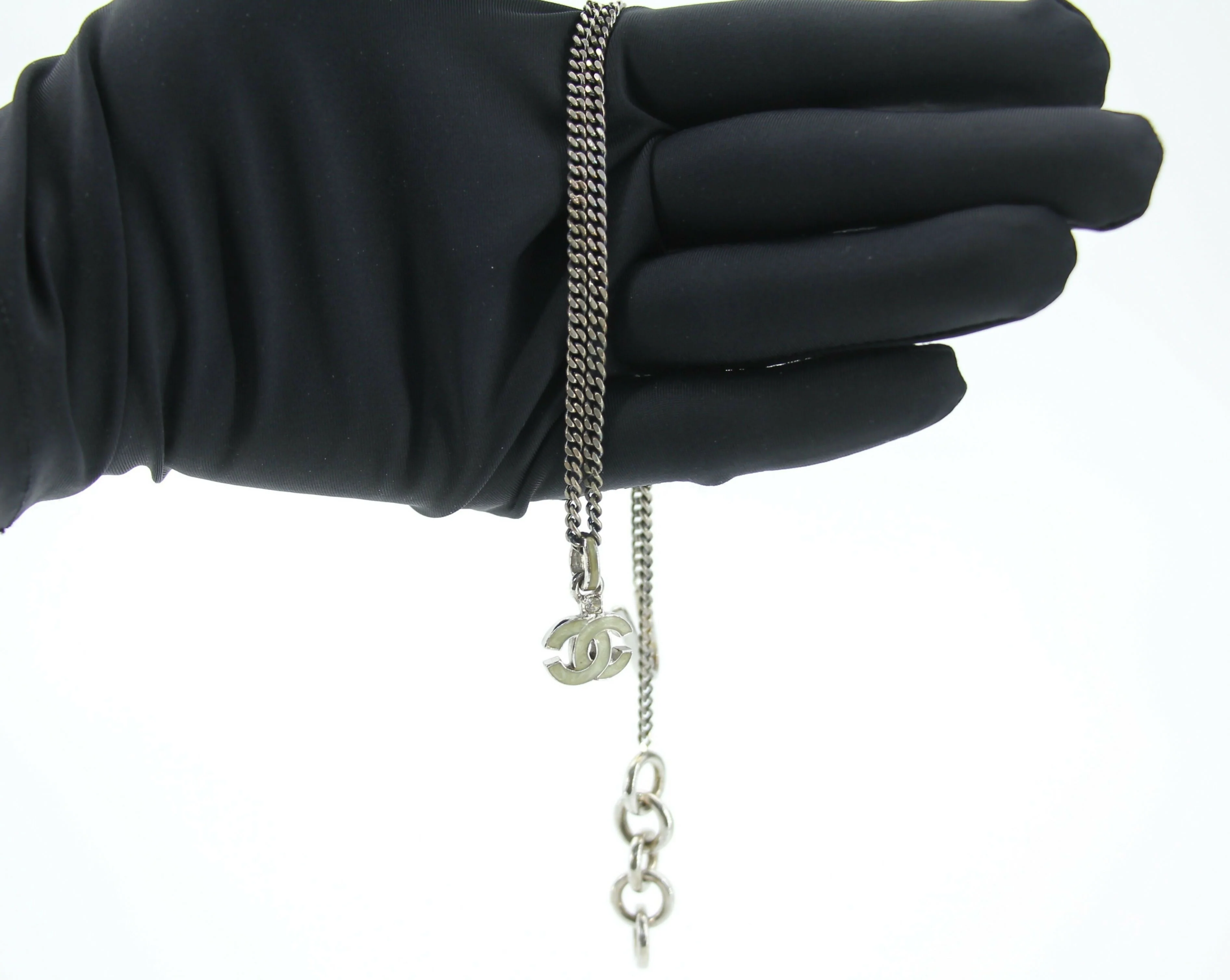 Chanel Vintage 04P Enamel Dark Green Silver Necklace - Image 7