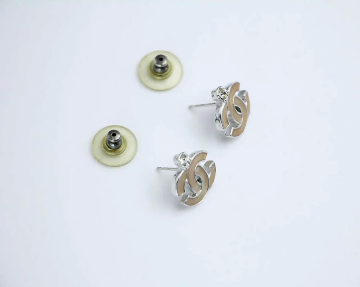 Chanel Vintage 05C Rhinestone Brown Stud Earrings - Image 6
