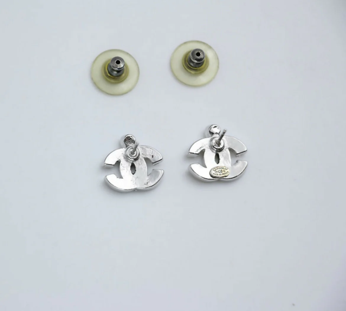 Chanel Vintage 05C Rhinestone Brown Stud Earrings - Image 7