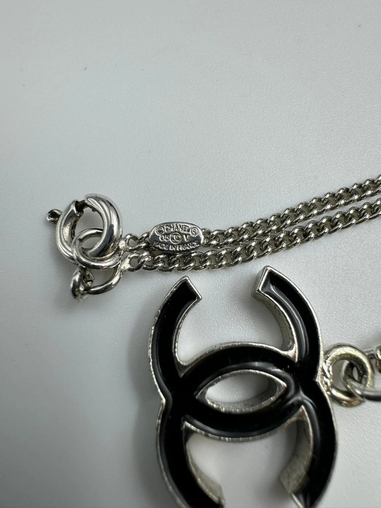Chanel Vintage 05V Enamel Classic Black Cc Necklace - Image 10