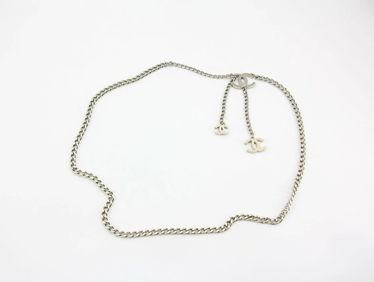 Chanel Vintage 05V Metal White Three CC Waist Chain