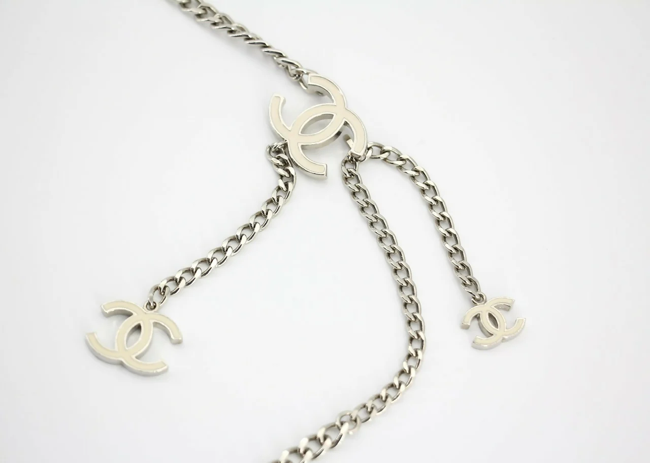 Chanel Vintage 05V Metal White Three CC Waist Chain - Image 6